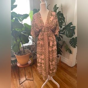 Green and Pink Floral Midi Dress 🪩